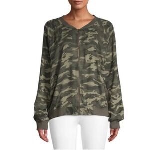 New beachlunchlounge Camouflage Women's Zip Up Jacket Green Size Large
